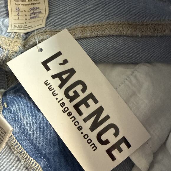 L’AGENCE Sada High Rise Cropped Slim Jeans Size 25 Bellevue Wash Stretch Raw Hem - Picture 10 of 15